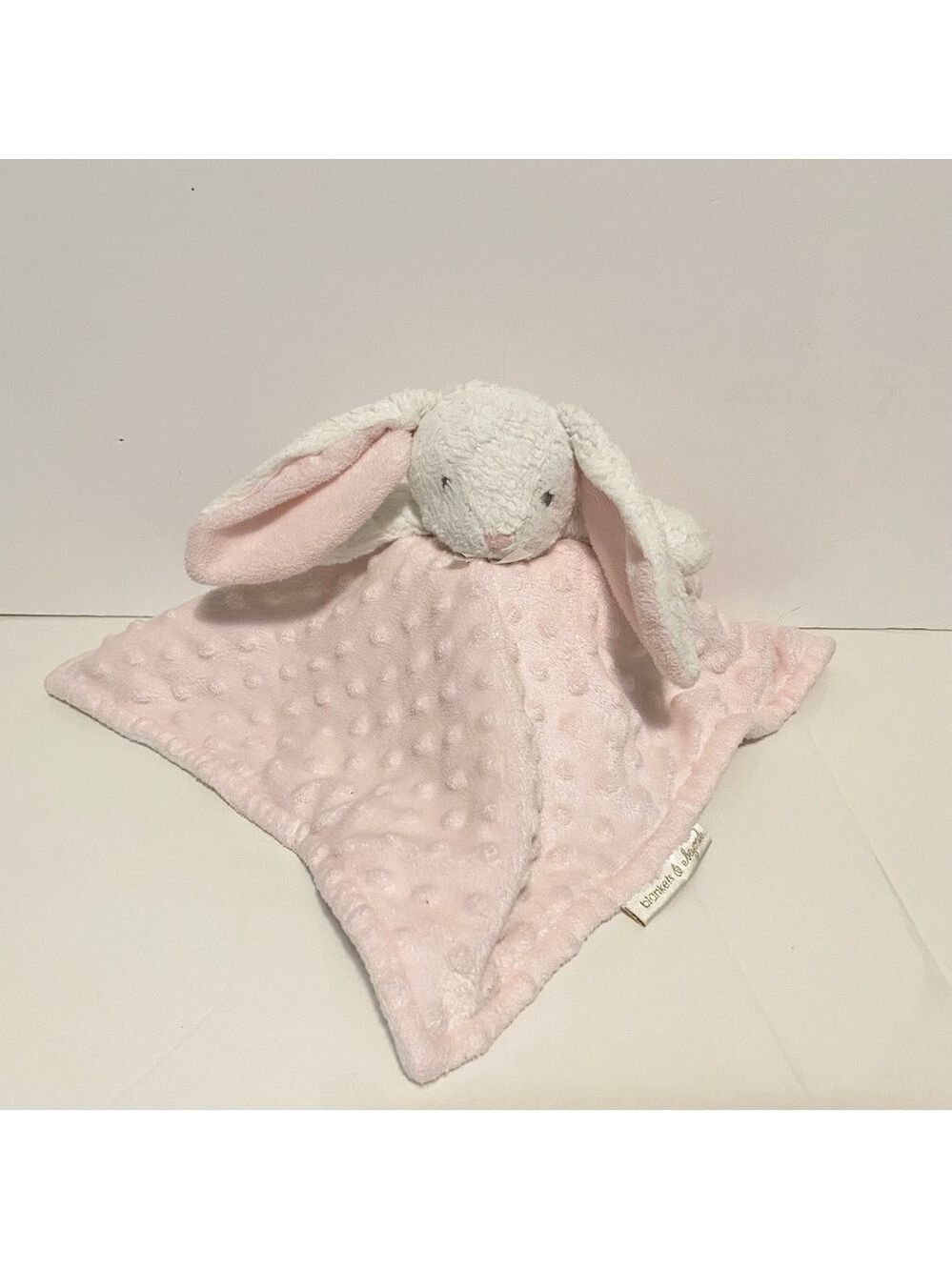 Blankets & Beyond Bunny Lovey Pink Minky Security Plush Baby Soft Toy White Girl